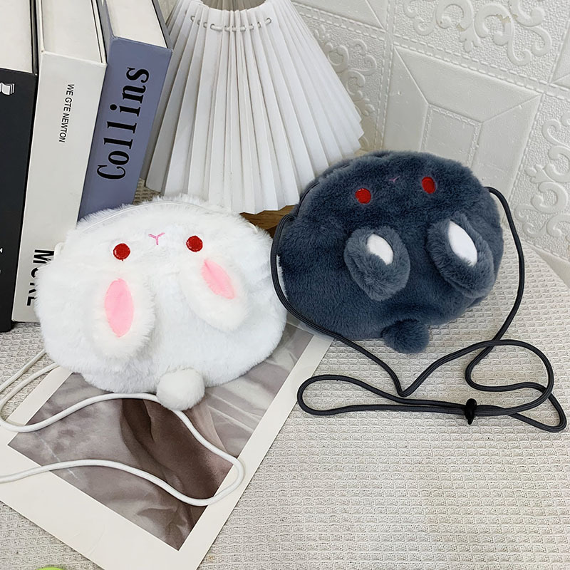 2022 Winter New Children's cartoon cute plush rabbit, girlish accessory, single-shoulder crossbody mobile phone small bag full figure