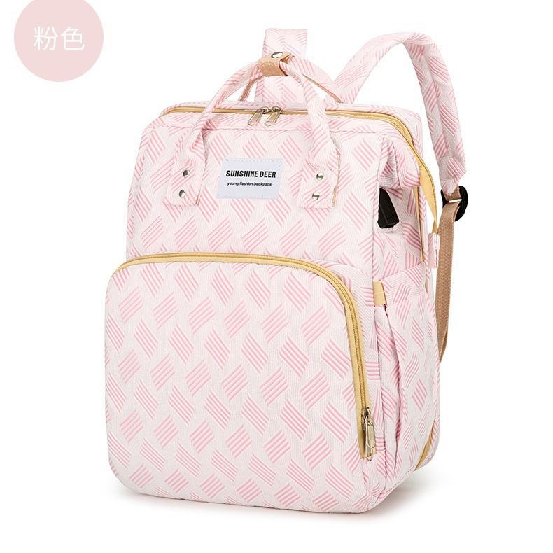 Cross-border exclusive mommy bag, high-end backpack, lightweight for mother and baby outings, baby bottle insulated bag, baby crib bag Item Picture