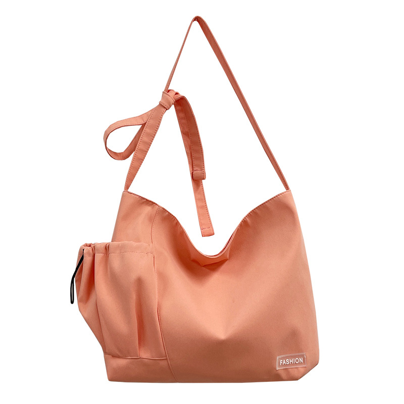 Spring and summer women's bags, ins-style, niche design sense canvas bags, drawstring single-shoulder bags, crossbody bags, college student class bags Item Picture
