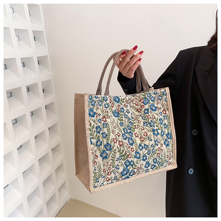 2024 New style simple, fresh and retro handbag with a linen texture, a commuting bag for classes and tutoring, and a hand-held bag for women Specification drawing