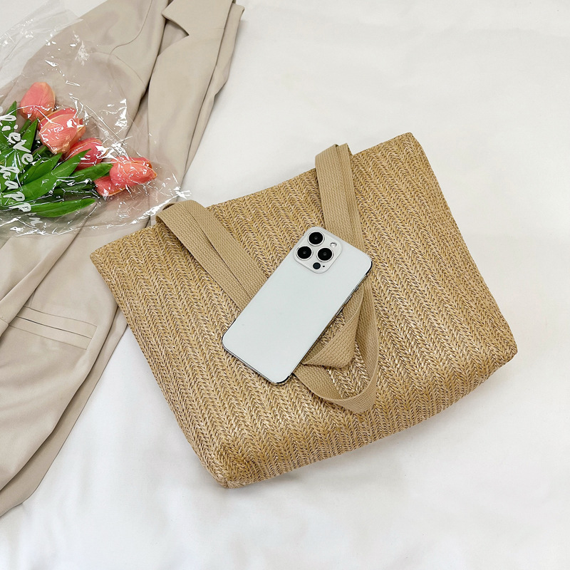 Wholesale of new spring trendy straw woven tote bags, large-capacity casual commuting women's underarm bags Specification drawing