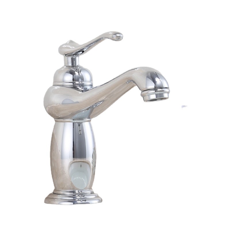 Golden magic lamp faucet, all-copper antique countertop basin, cold and hot faucet, single-hole raised washbasin, retro faucet Item Picture