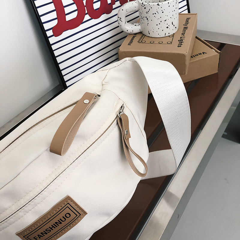 New large-capacity canvas waist bag, outdoor casual multi-layer colorful crossbody bag, fashionable and sporty Korean-style trendy bag Specification drawing