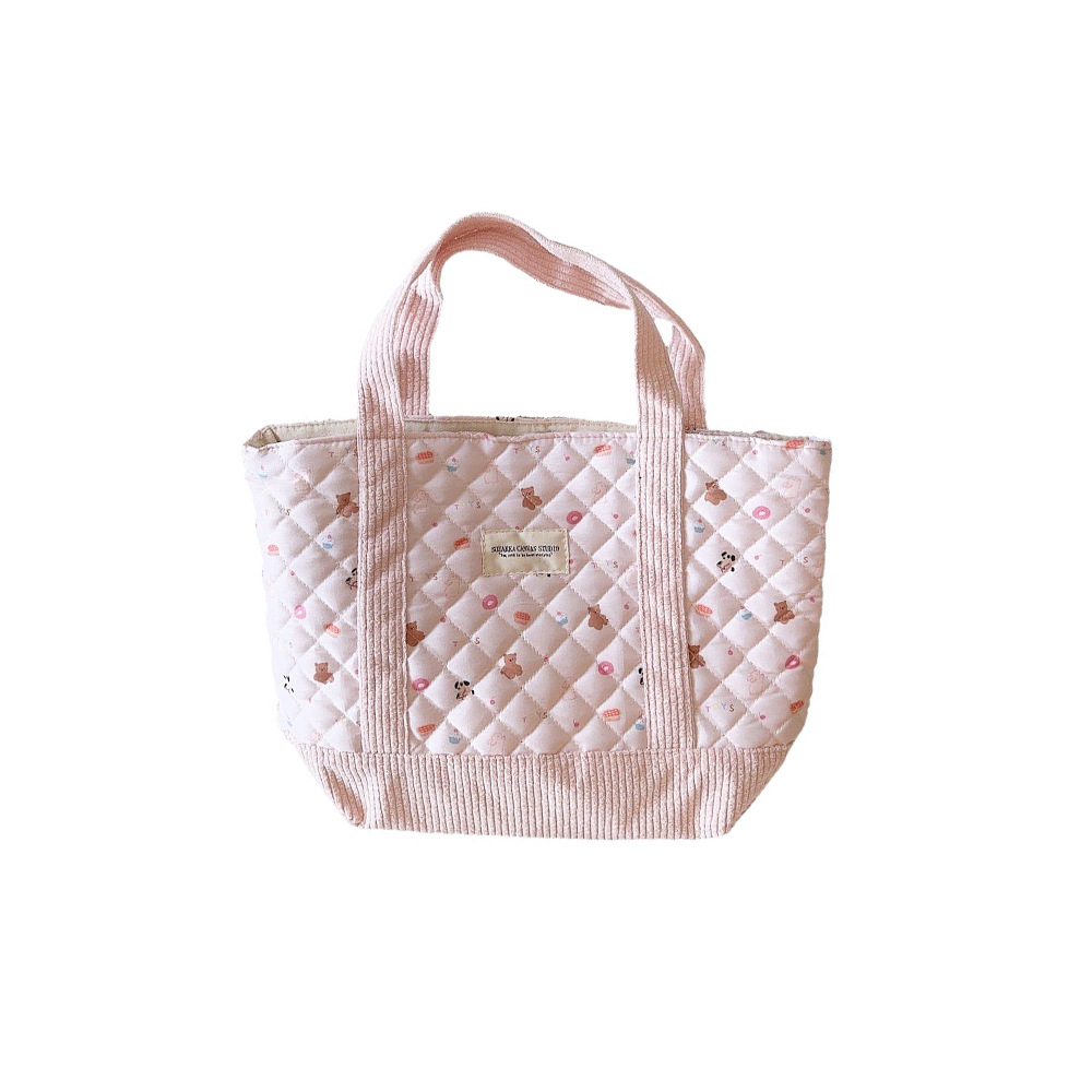 310263 Cute Handbag for Women 2023 Mommy Bag, Bento Bag, Large Capacity quilted cotton-padded hand-held Commuter bag Item Picture