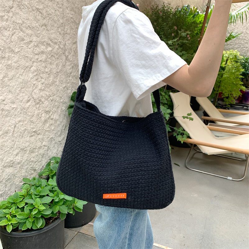 3681 canvas bag, thick crossbody bag for women, 2023 new style college student shopping single-shoulder bag, solid color lightweight bag Application Scenario