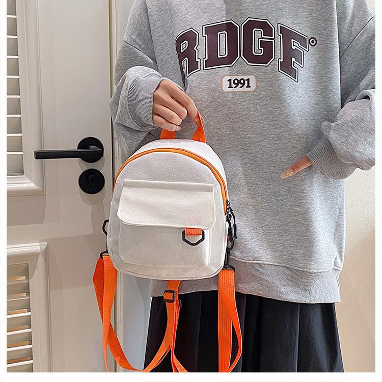 Korean-style casual, simple and retro solid-color Japanese-style canvas backpacks for women, student schoolbags, and a trend of women's commuting small backpacks undefined
