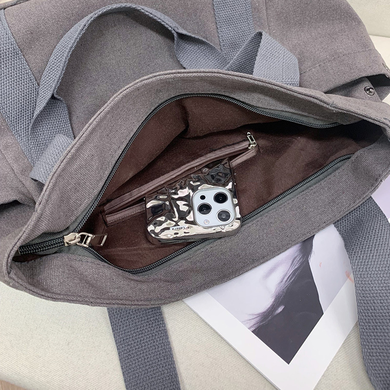 Artistic and simple canvas bag, mother's bag, middle-aged work handbag, cloth bag, large-capacity shoulder bag, women's single-shoulder bag Specification drawing