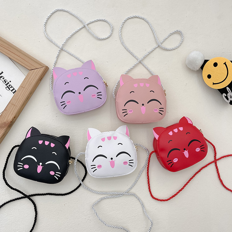 Simple mini princess coin purse 2024 New style cute and fashionable little cat children's crossbody bag cartoon bag for export full figure