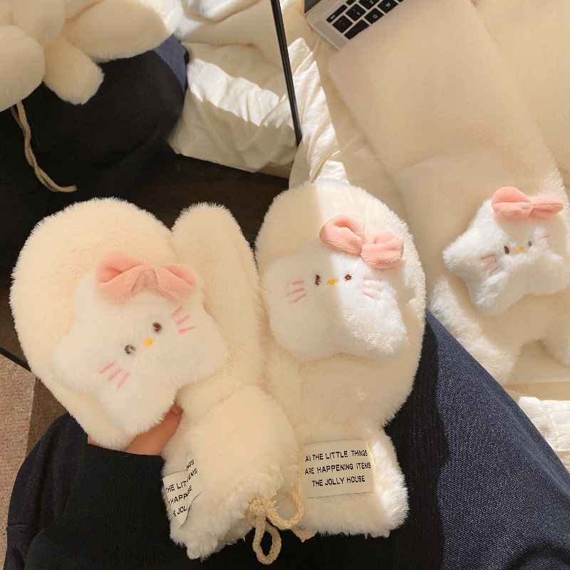 Cute pink cat scarf for women 2024 new style plush scarf for winter warmth, thickened windproof student neck for women Item Picture