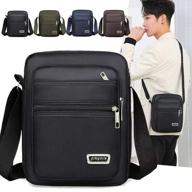 New fashionable crossbody bag for men with multi-layer zipper pockets, cash register change bag, outdoor commuting and business travel single-shoulder bag full figure