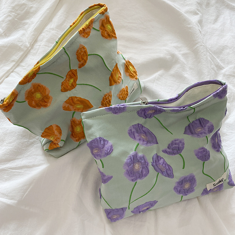 11012 French elegant calla flower makeup bag, skin care products, loose change, hand in hand bag, portable toiletry and storage bag details Picture