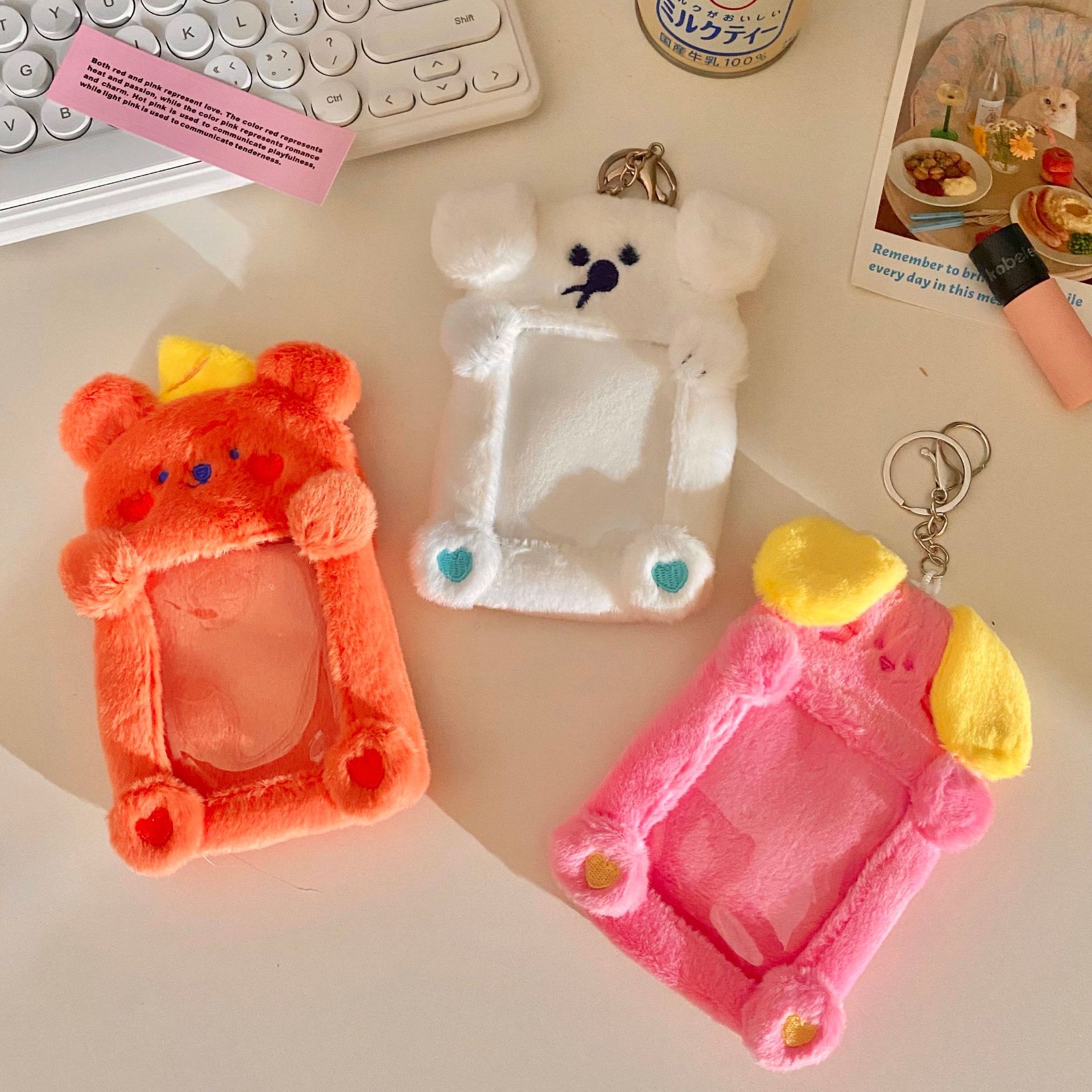 New plush card case ~ins Korean version campus meal card and bus card protective case, idol album small card display pendant full figure