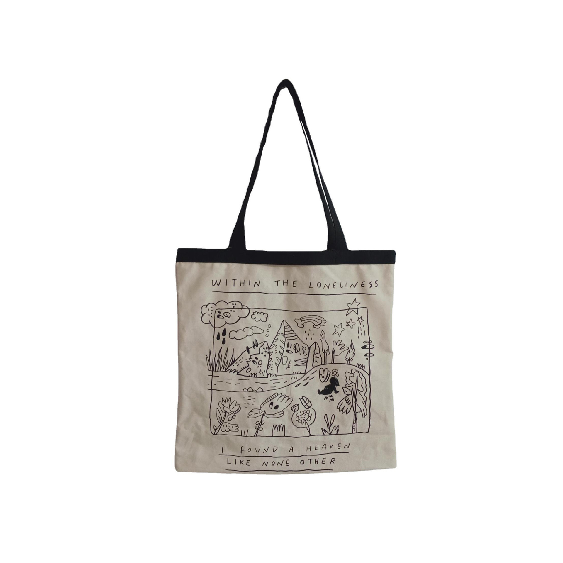 2791 InS-style graffiti canvas bag, female student commuting vest bag, large-capacity single-shoulder bag, hand-held tote bag Item Picture