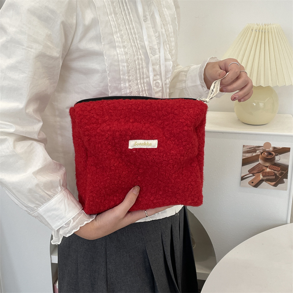 411181 Autumn and winter large-capacity makeup bag, loop fleece skin care product storage, toiletry bag inner liner bag, travel storage details Picture