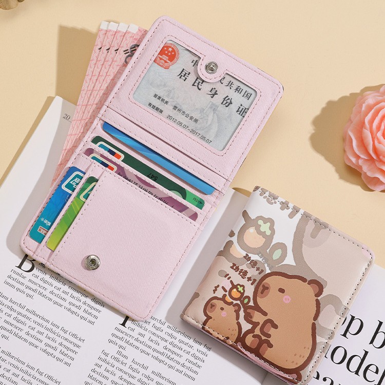 New cartoon pu coin purse, Korean version, cute portable wallet for girls, student bank card, meal card, storage card bag for girls full figure