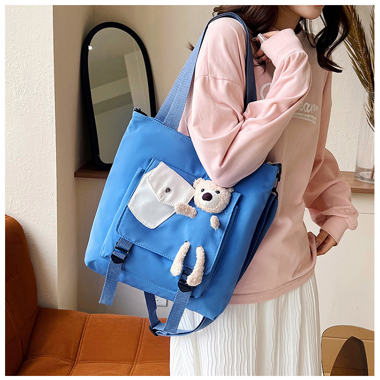 Large-capacity cute tote bag for women, new best-selling bear doll single-shoulder bag, fresh and cute student tutorial bag, cross-border Application Scenario