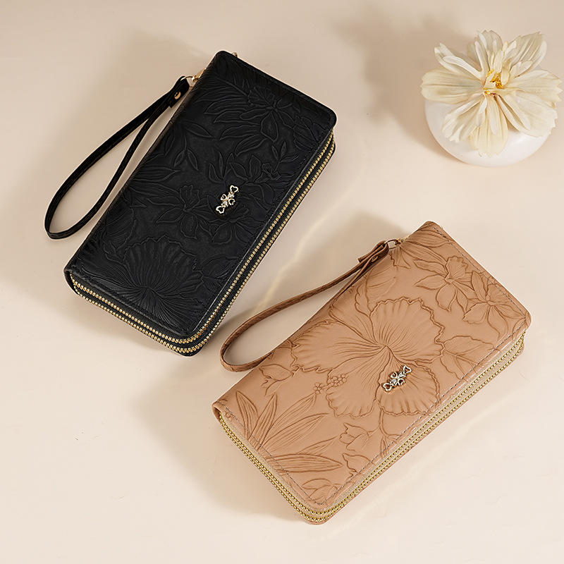 Ladies' long double-zipper wallet, mobile phone case, student wallet, large-capacity clutch, soft coin purse, batch Specification drawing