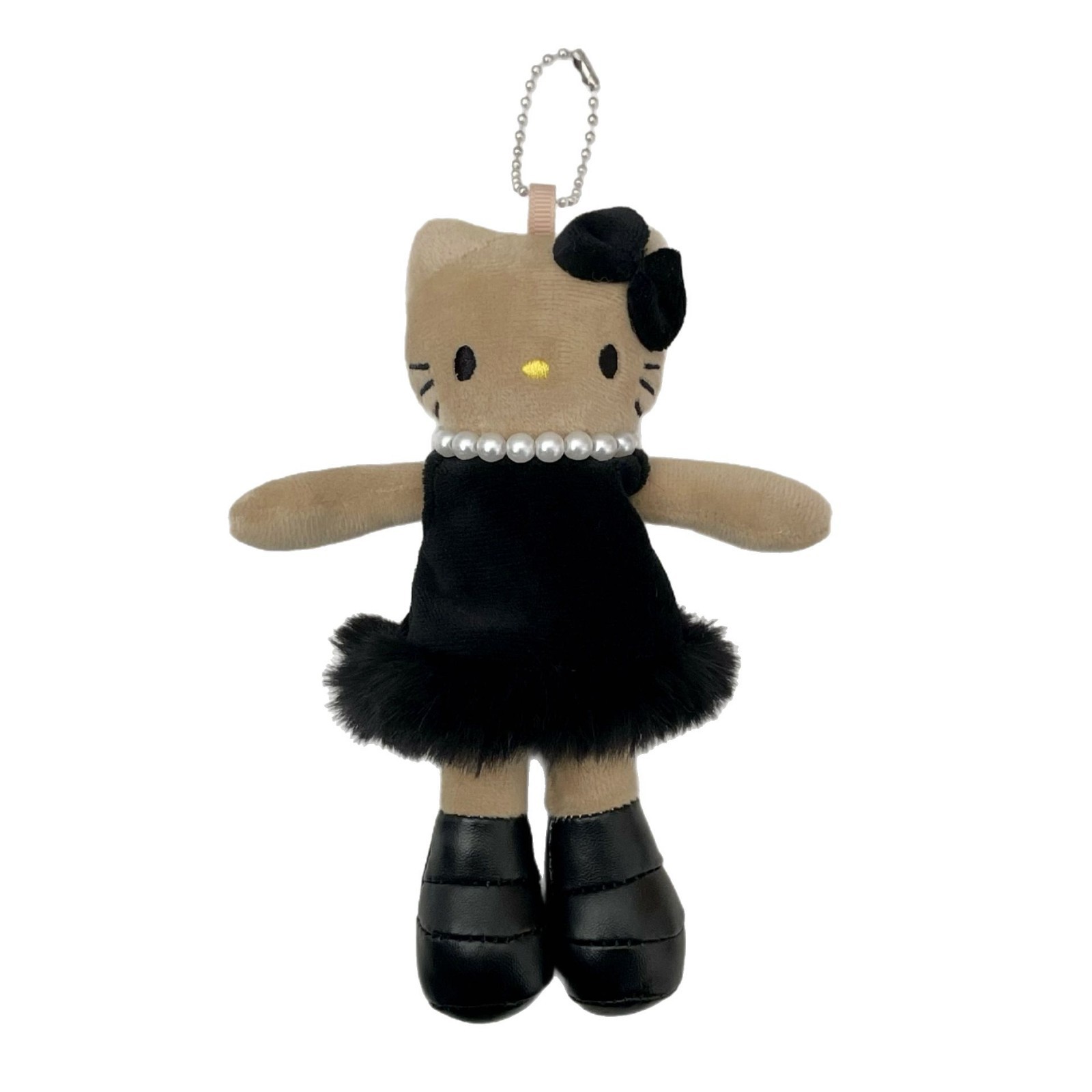 Vintage black dress, black leather, long-legged cat plush doll, 2025 new style bag, pendant, keychain decoration Item Picture