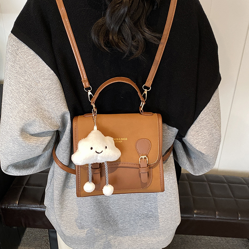 The retro and fashionable backpack of 2024, a niche and versatile color-blocking handbag, is selling well as a casual backpack for students' classes Application Scenario
