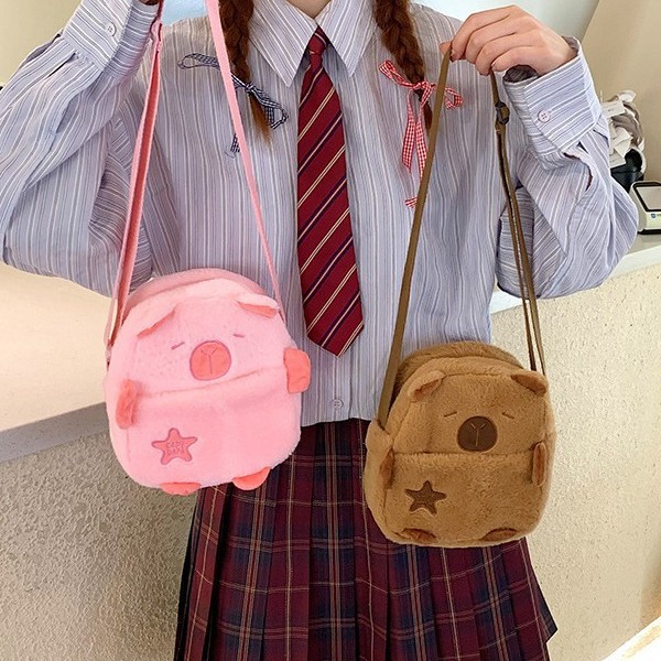 Capibara children's plush bag, cute capybara single-shoulder bag, cartoon animal doll, lightweight hand-held crossbody bag Specification drawing
