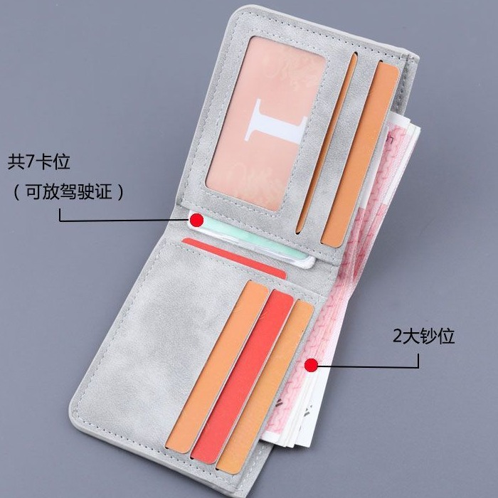 Men's simple matte soft leather short ultra-thin wallet with multiple slots, suede trendy brand, foldable one-piece ultra-light and thin Specification drawing