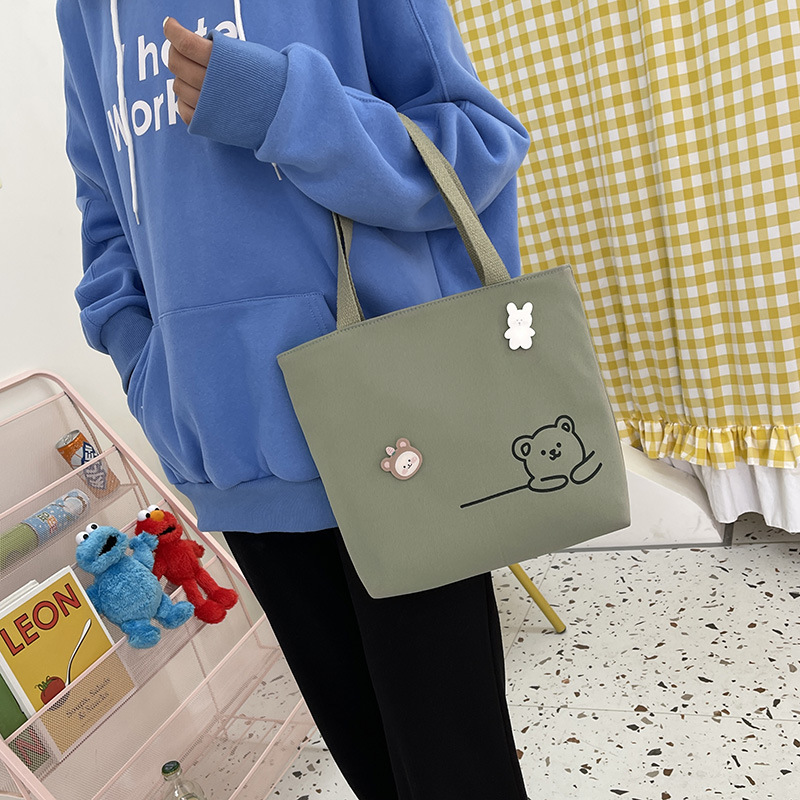 2022 New Japanese-style ins fresh and clean shopping storage bags, lunch boxes, bento bags, girls' handbags, canvas bags details Picture