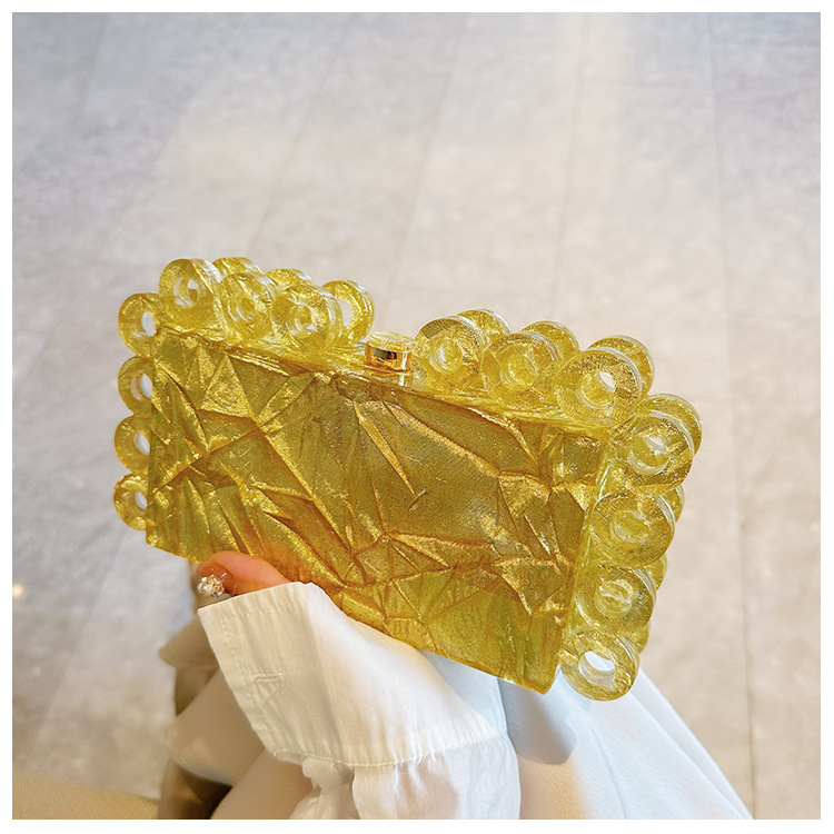 New fashionable circle acrylic bag for cross-border foreign trade women, evening bag, single-shoulder crossbody banquet clutch Specification drawing