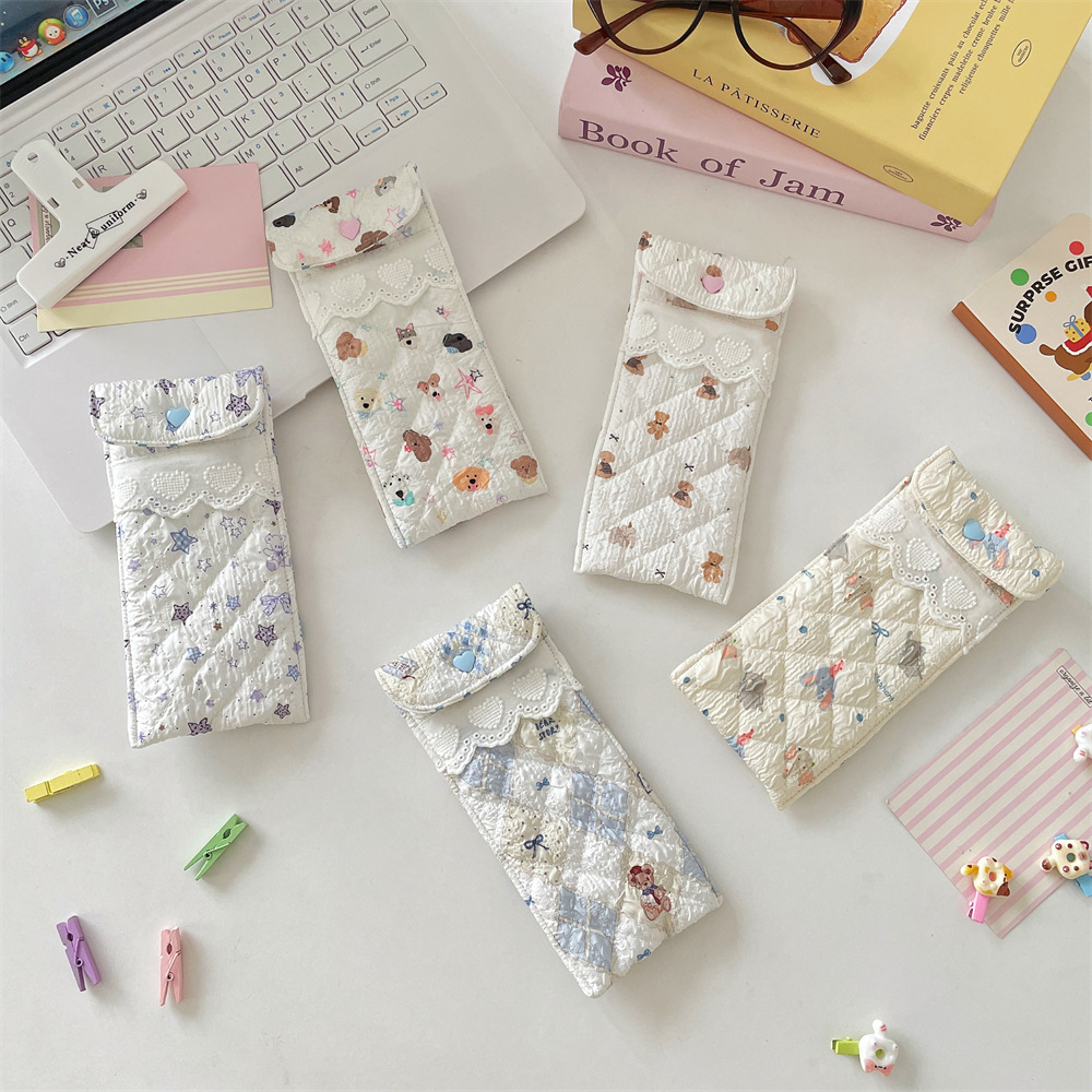 5758 Cartoon printed cotton eyeglass bag, soft ins portable sunglasses bag for girls, pressure-resistant eyeglass case storage bag Specification drawing