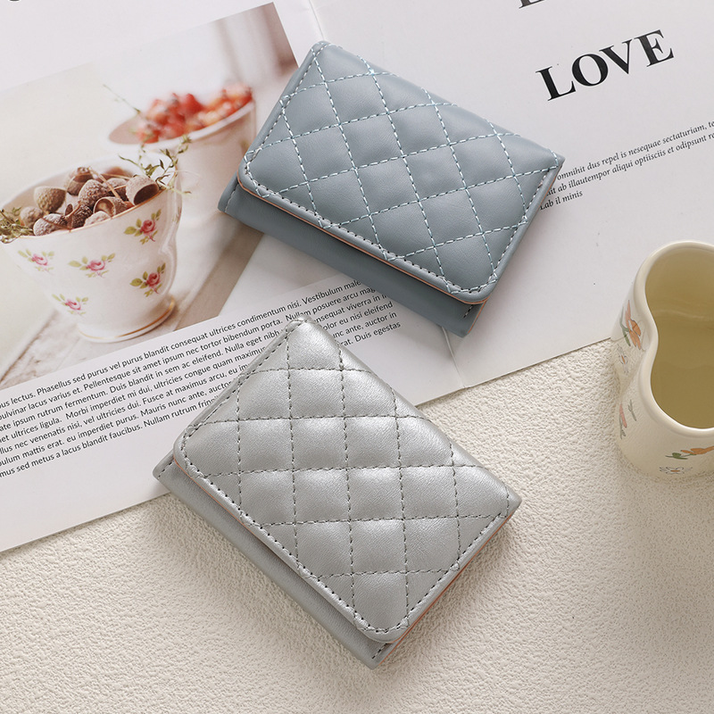 Amazon's best-selling women's PU 30% off wallet business card case, portable large-capacity diamond-shaped anti-theft simple business card holder details Picture