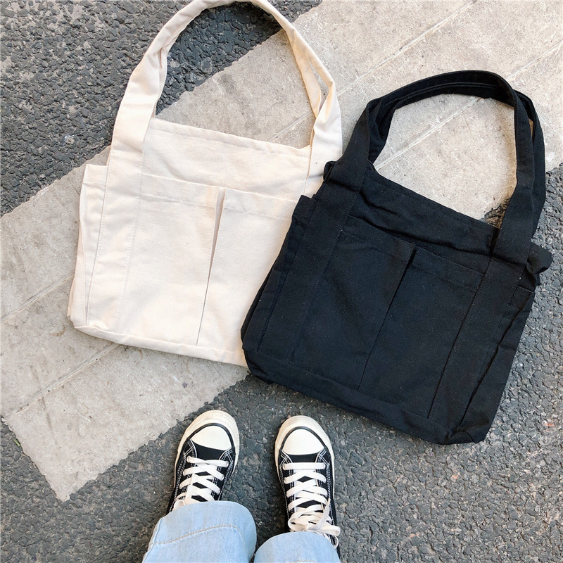 【 In Stock 】91171 Korean version Lazy Sail Fabric Bag, Large Capacity Commuter single-shoulder tote bag, Student hand-carry for girls Application Scenario