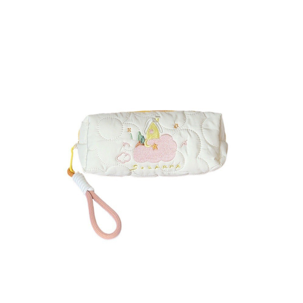31072 ins Japanese style Girls' cute makeup bag with high appearance level student embroidery pen case with high appearance level makeup bag Item Picture
