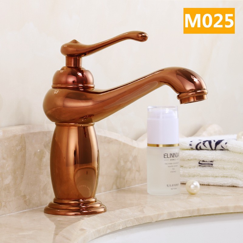 Golden magic lamp faucet, all-copper antique countertop basin, cold and hot faucet, single-hole raised washbasin, retro faucet Application Scenario