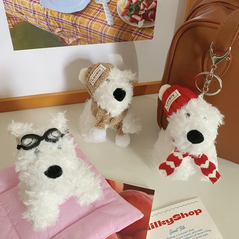 Christmas Edition ~ West Highland Pendant 2024 New Cute plush Toy Dog Keychain Figurine Schoolbag Pendant full figure