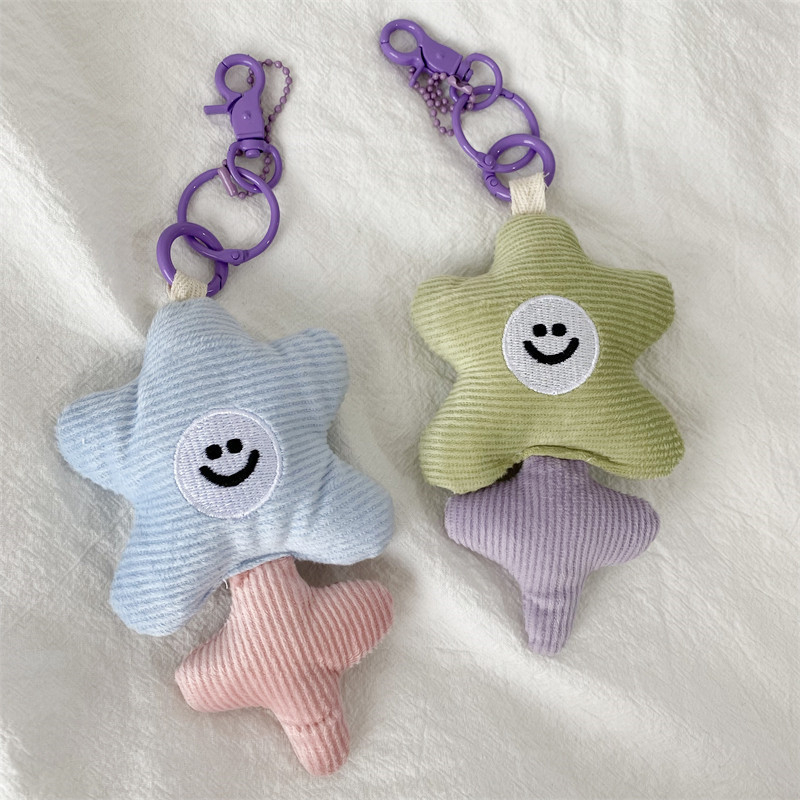 19213 Little Flower smiling keychain Pendant, cute and ins-style schoolbag pendant, fabric decoration, student gift full figure