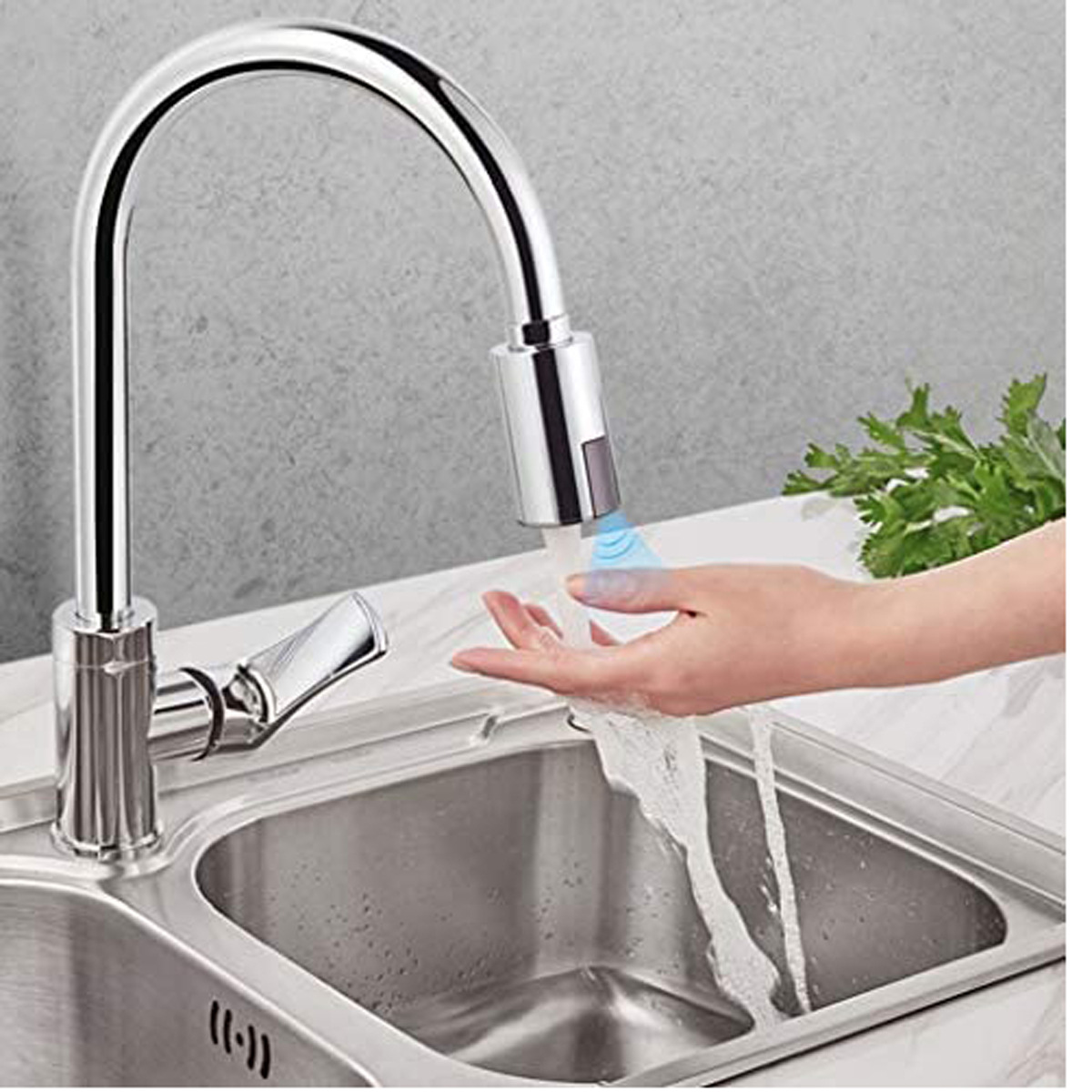 Cross-border induction water-saving treasure, kitchen sink, faucet, spout, pull-out shower head, fully automatic intelligent infrared nozzle details Picture