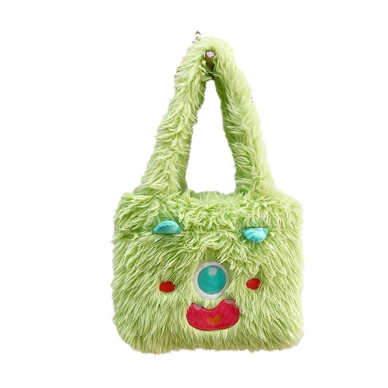 Plush toys, children's cartoon backpack, single-shoulder crossbody bag, girl's handbag, cute strawberry bear, Dingdang cat, versatile Item Picture