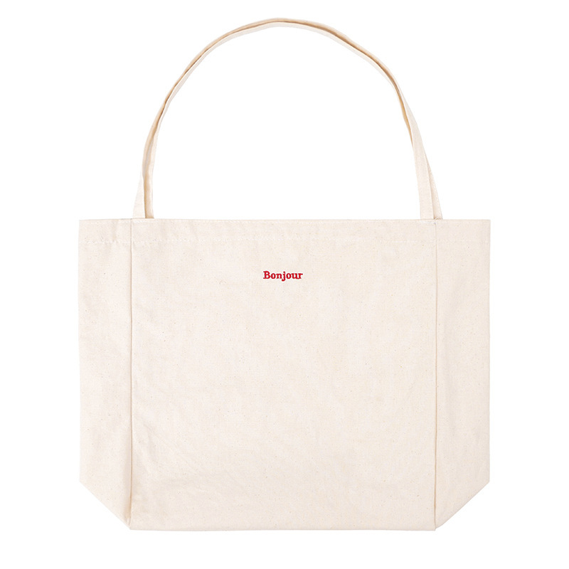The new C34 ins single-shoulder bag, embroidered canvas bag, Bonjour capacity shopping cloth bag, hand-carry, simple and fashionable Item Picture