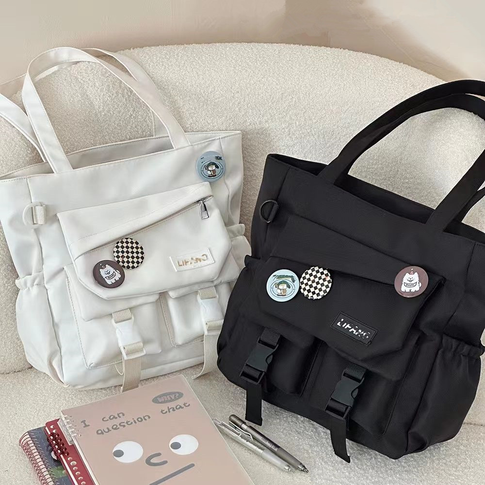 Japanese-style simple and versatile single-shoulder bag, soft girl handbag, student large-capacity tote bag for class commuting, girls full figure