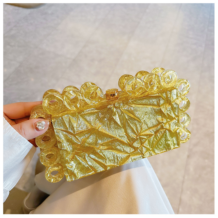 New fashionable circle acrylic bag for cross-border foreign trade women, evening bag, single-shoulder crossbody banquet clutch details Picture