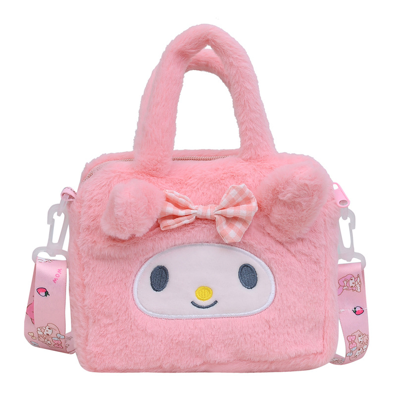 New children's plush cartoon bag, cute little girl crossbody bag, cartoon plush fun coin purse bag Item Picture
