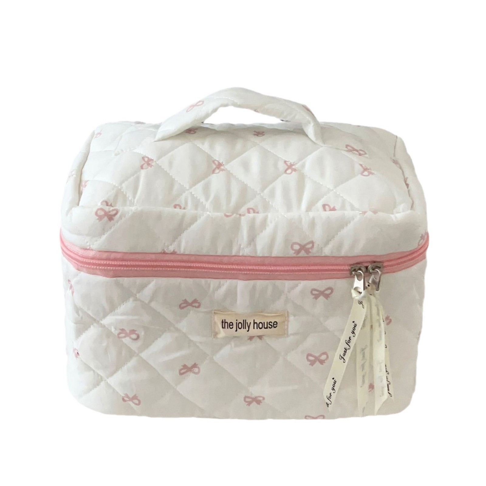 High appearance level bow makeup bag, girlish and portable large-capacity travel cosmetics and toiletries storage bag Item Picture