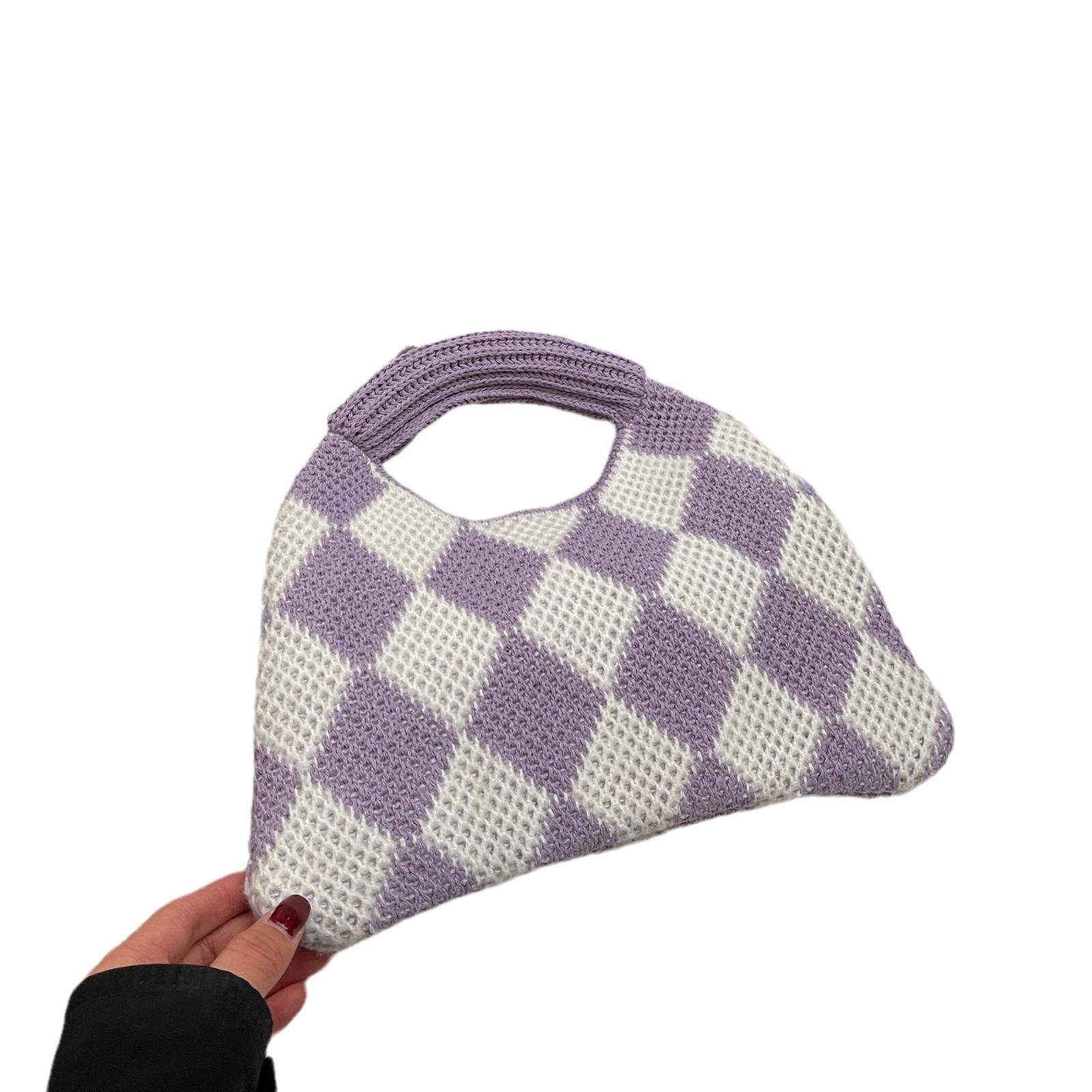 The new ins bag features a trendy color-blocking letter knitted single-shoulder bag, a large-capacity tote bag, and is comfortable, versatile and artistic Item Picture