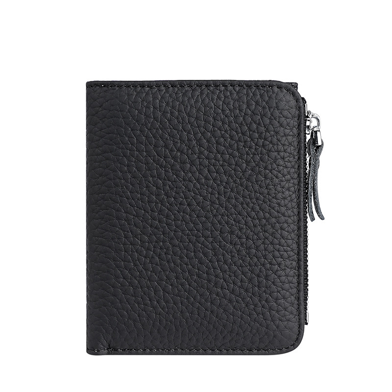 Cross-border Guangzhou leather goods factory wallet Men's genuine leather vertical ultra-thin top-grain cowhide simple short driver's license card case Item Picture