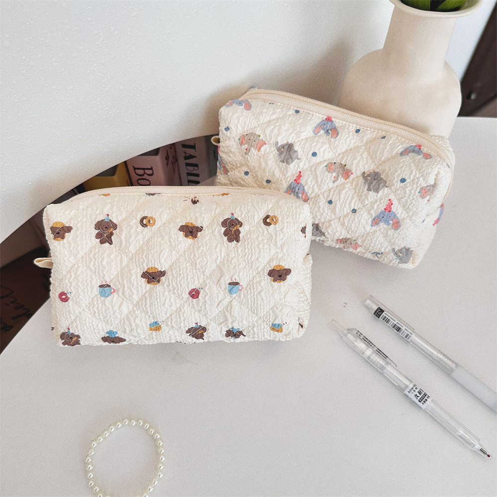 31291 High appearance level, cute quilted, large capacity pen case, portable storage bag, student storage zipper stationery pen case Specification drawing