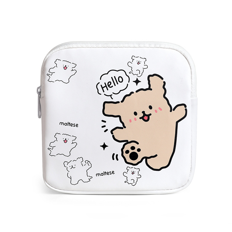 Capibara Capybara Sanitary napkin storage, leather bag, large capacity, cute student female sanitary pad, menstrual pack, hand-held Item Picture