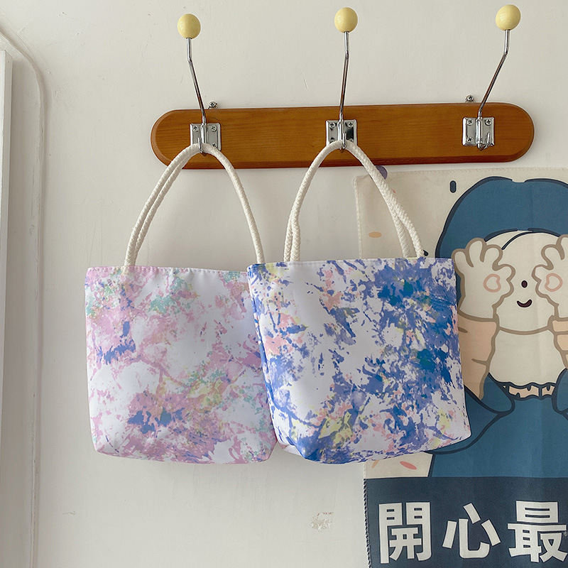 2021 new style Japanese and Korean trendy hand-held bags, bento bags, lunch box bags, portable bags, women's small bags, mini canvas bags, fashionable full figure