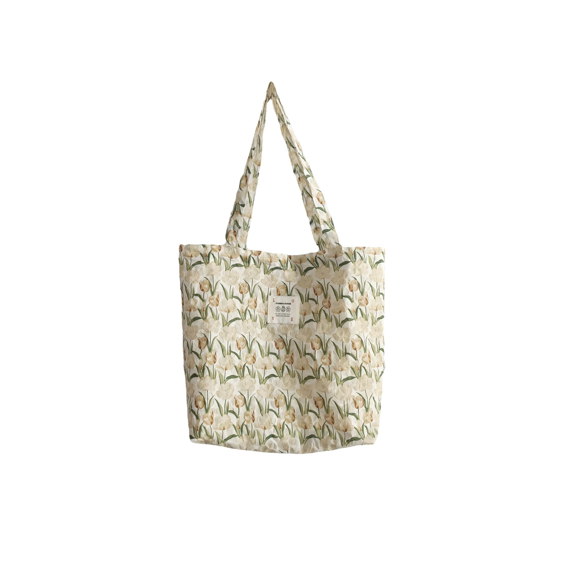 34273 Sweet Bubble tulip single-shoulder bag, ins hand-held student canvas bag, large-capacity underarm bag for girls Item Picture