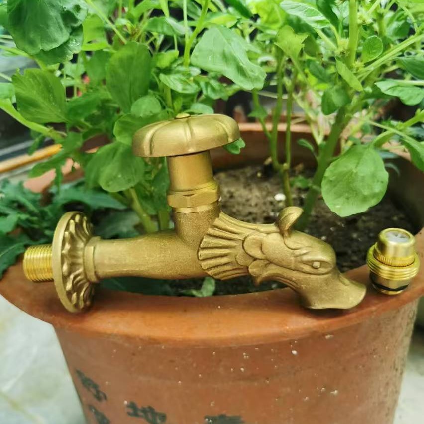 All-copper animal faucet, dragon-shaped faucet, garden faucet, gardening faucet, antique and aged, single cold finish full figure