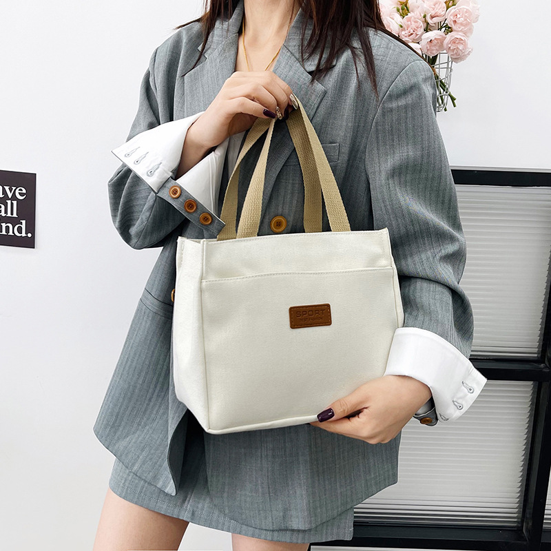 New wholesale fashionable and high-quality canvas handbag, simple and portable, easy to carry for going out, versatile lunch box and bento bag Specification drawing