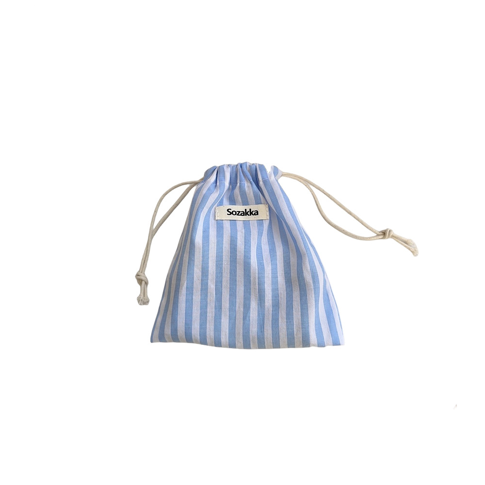 43222 Fresh vertical strip drawstring bag, drawstring storage bag, makeup bag, sundries, lipstick bag, travel sorting bag, cloth bag Item Picture